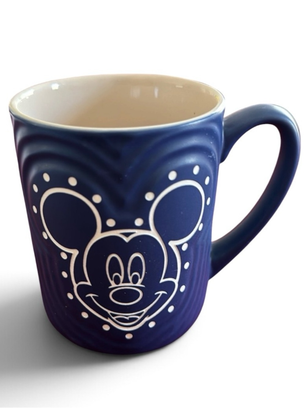 Disney Parks Mickey Mouse Graphic Coffee Mug Happy Vibrations Ceramic Dark Blue